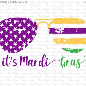 マルディグラ サングラス SVG、マルディグラ SVG、サングラス SVG、マルディグラ、マルディグラ シャツ、SVG EPS DXF PNG JPG、マルディグラ カット ファイル、SVG