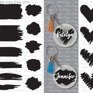 Peinture Brush Stroke Black svg, Paint Brush svg, Keychain svg, key ring pattern svg, Paint splatter svg, Paint stroke svg, fichier svg pour Cricut