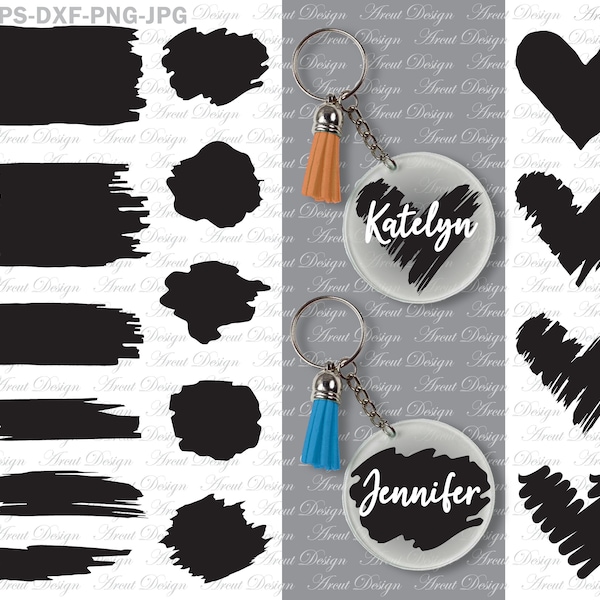 Paint Brush Stroke Black svg, Paint Brush svg, Keychain svg, key ring pattern svg, Paint splatter svg, Paint stroke svg, svg file for Cricut