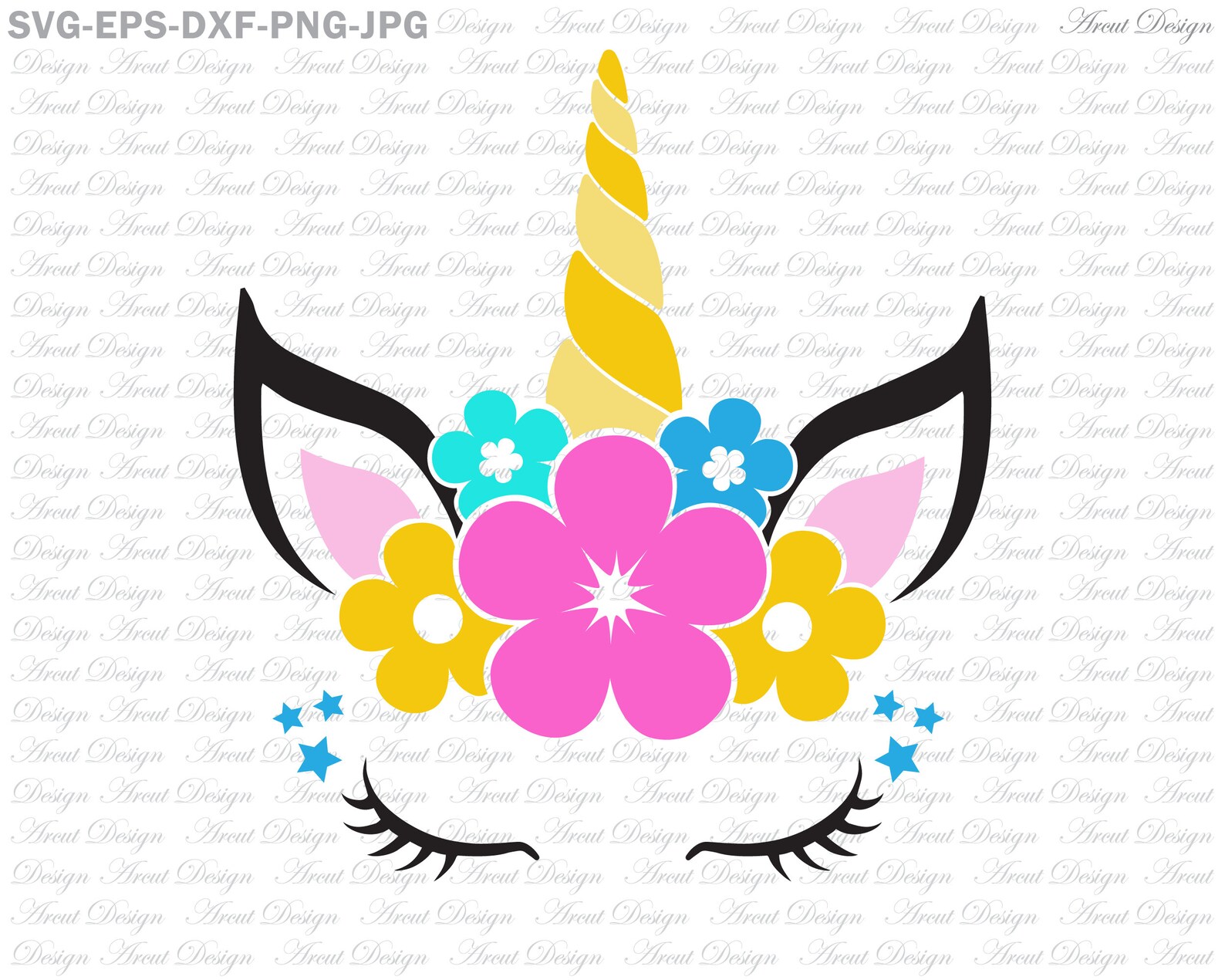SVG de fleur de licorne licorne tête de licorne Face SVG | Etsy
