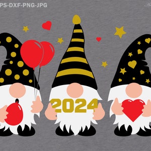 Feliz Año Nuevo 2024 Svg, Gnomies Svg archivos para cricut, Gnomes Svg, Gnome Svg, Gnomes Png, Gnome Png, Feliz Año Nuevo Png, Año Nuevo Archivos Svg