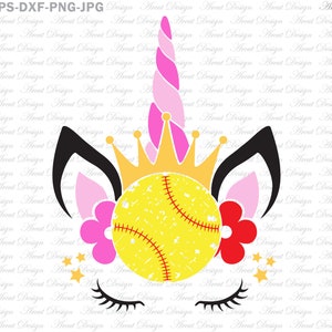 Softball Jednorożec Crown Svg, koszulka Svg, softball Svg, grunge Svg, sowy Svg, plik cięcia sowy, softball jednorożec Svg, korona jednorożca Svg, pliki Svg,