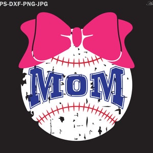 Baseball MOM Bow Svg, baseball svg, bow svg, koszulka baseballowa, pliki svg, sports svg, koszulka baseballowa mama, mom svg, pliki svg dla cricut, clipart