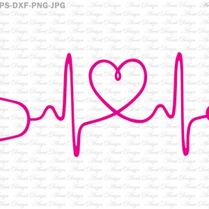 Nurse SVG, Heartbeat SVG, Nursing Svg, Doctor SVG, Healthcare Svg, Stethoscope Svg, Cricut Files, Silhouette File svg eps png jpg dxf files