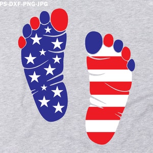 4 de julio Huella SVG, día de la independencia svg, 4 de julio svg, bandera americana svg, svg patriótico, pies de pie impresiones svg,baby svg,USA Svg