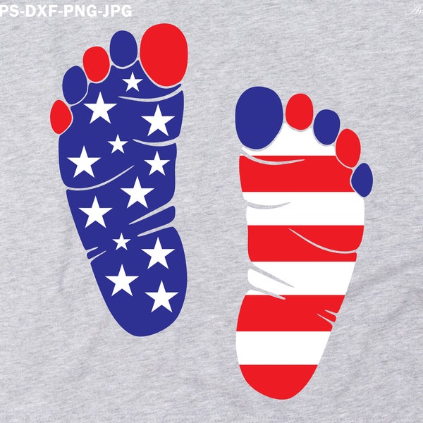 4th of July Footprint SVG, independence day svg, fourth of July svg, american flag svg, patriotic svg, foot feet prints svg,baby svg,USA Svg