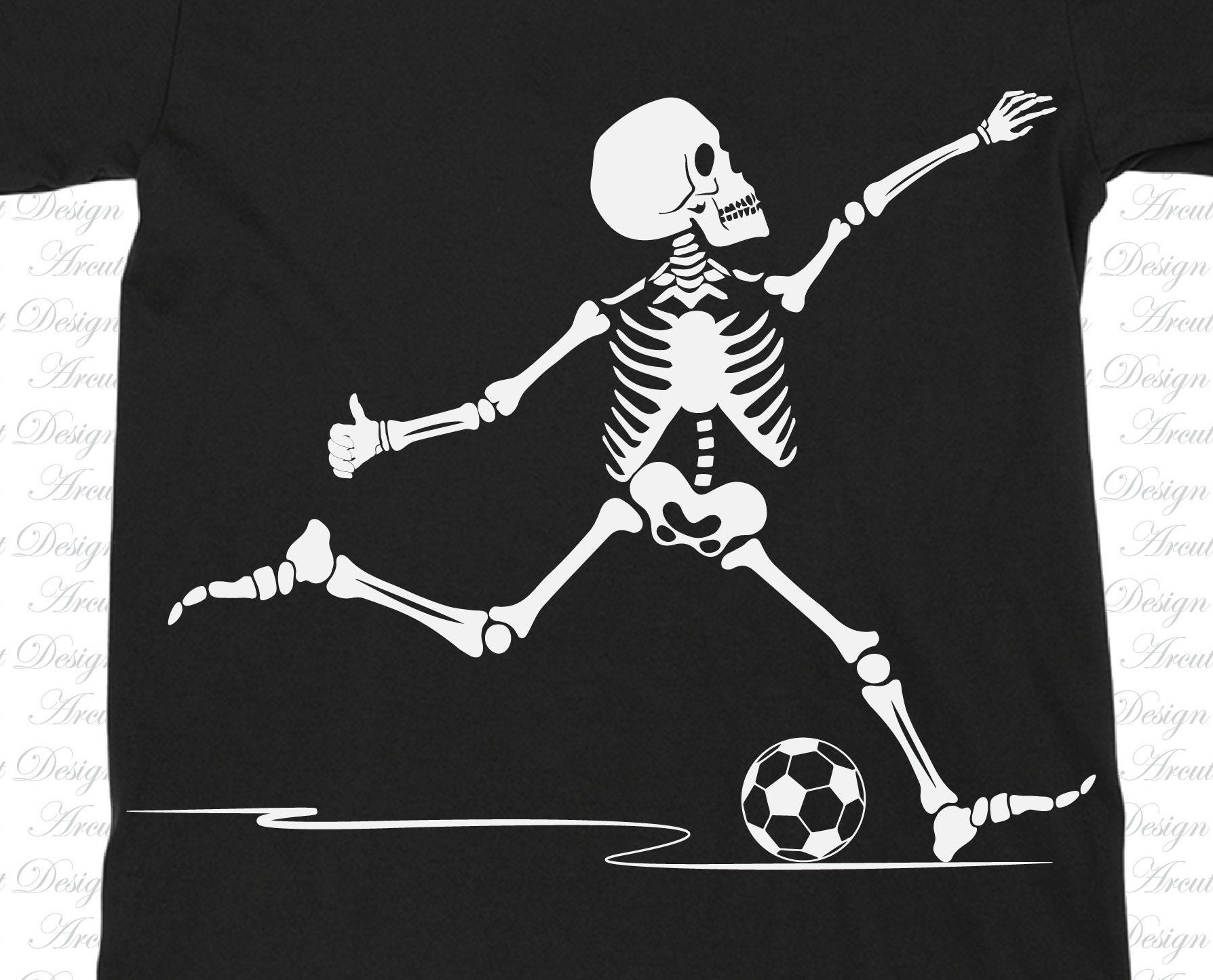 Skeleton Kicking Soccer Ball SVG: Halloween Bones Graphic (digital ...