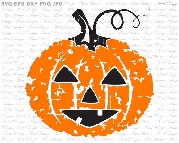 Pumpkin Face Distressed Svg Halloween Svg Grunge Svg Svg Etsy