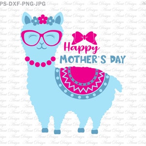 Happy Mothers Day Svg, Lama svg, lama face svg, festa della mamma svg, lama, lama clip art, alpaca svg, madre llama svg,svg eps dxf png file