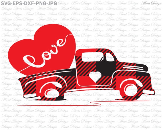 Download Valentines Day Vintage Truck Plaid Svg Dxf Png Eps File Svg Etsy