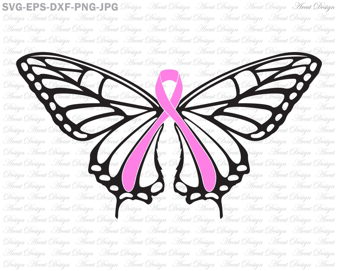 Breast Cancer Svg butterfly svg awareness ribbon svg cancer | Etsy