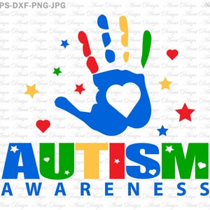 Autism Awareness Handprint svg, svg files for cricut, autism svg, autism awareness, svg, love svg, svg files, autism heart svg,awareness svg