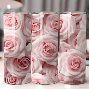 3D Pink RosesTumbler Wrap, 20 oz Skinny Tumbler Sublimation Design, Straight & Tapered Tumbler Wraps, PNG file formats Flowers