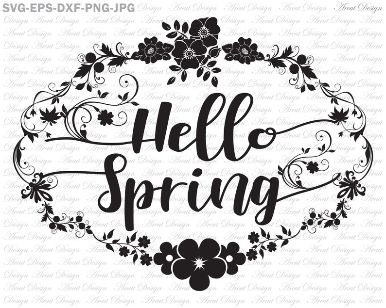 spring svg Wreath of Flowers svg svg files for cricut Hello Spring Svg spring cut file spring time svg,Clipart svg files hello spring