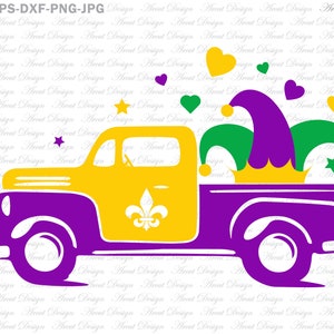 マルディグラ 古いトラックの角 ビンテージ svg eps dxf png jpg クリカット シルエット カメオ カット ファイル svg ファイル 角のあるクリップアート 印刷 ベクター画像