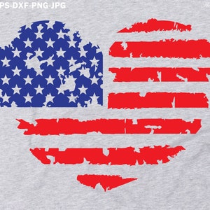 4th of July Heat SVG, Distressed Heart Svg, Archivos Svg para Cricut Silhouette, Love America svg, Us American flag pattern Svg dxf png jpg file