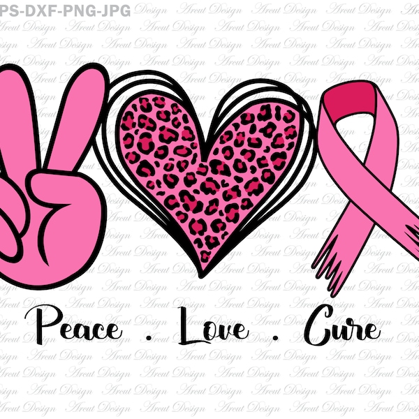 Peace love Cure svg, Leopard Print SVG,  Peace Love Svg, Hand Peace Sign SVG, svg for Cricut Silhouette png jpg dxf eps