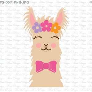 Lama Face Flower Svg, Llama Head, Mama Llama, Llama face Svg, Llama Svg, Svg, Svg, Svg Eps Dxf Png Jpg Cut file for, Silhouette Cricut cut file
