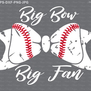 Honkbal SVG, Big Bow Big Fan SVG, honkbalfans SVG, honkbal moeder SVG, honkbal meisjes SVG, EPS DXF png jpg-bestand, sport SVG, softbal SVG,