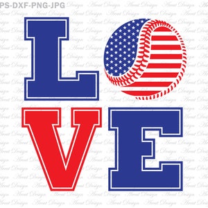 4th of July Love Baseball svg, american flag svg eps dxf png files for cricut, patriotic fourth of july shirt svg, USA flag silhouette