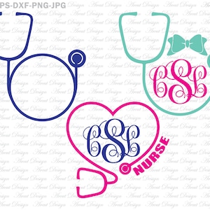 Nurse Monogram SVG, stethoscope svg, nursing svg, medical svg, nurse monogram, nurse clipart, doctor svg, nurse life svg, nurse svg file,