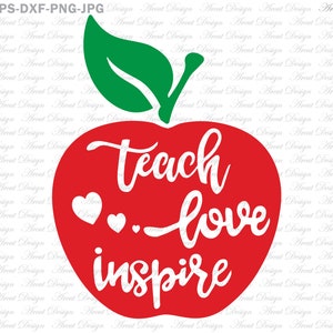 Leren liefde inspireren Svg, leraar Svg, voor de Silhouette Cameo of Cricut, commerciële & persoonlijk gebruik, leraar waardering Svg Eps Dxf Jpg Png-bestanden