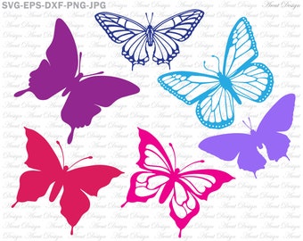 30 Formats and 6 Designs Butterflies Svg, svg files for cricut, butterfly svg, butterfly clipart, butterfly silhouette, svg eps dxf png jpg