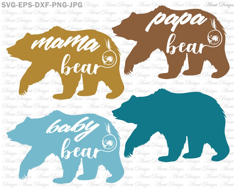 Family bear svg, mama papa baby bear svg, world wildlife svg, support wildlife svg, animal svg, svg files, mom svg, svg files for cricut,