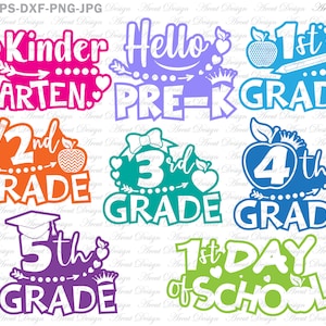 Bundle School Svg, Teacher svg, Back to school Svg, 1st Day of School Svg, Kinder Garten Svg, Grade Svg, Svg Files For Cricut and Silhouette