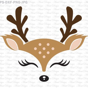 Süßes Rentier Gesicht Svg, Rentier Gesicht Svg, Rentier SVG, Mädchen Svg Eps Dxf Png jpg Dateien Für Cricut und Silhouette Came, cliparto
