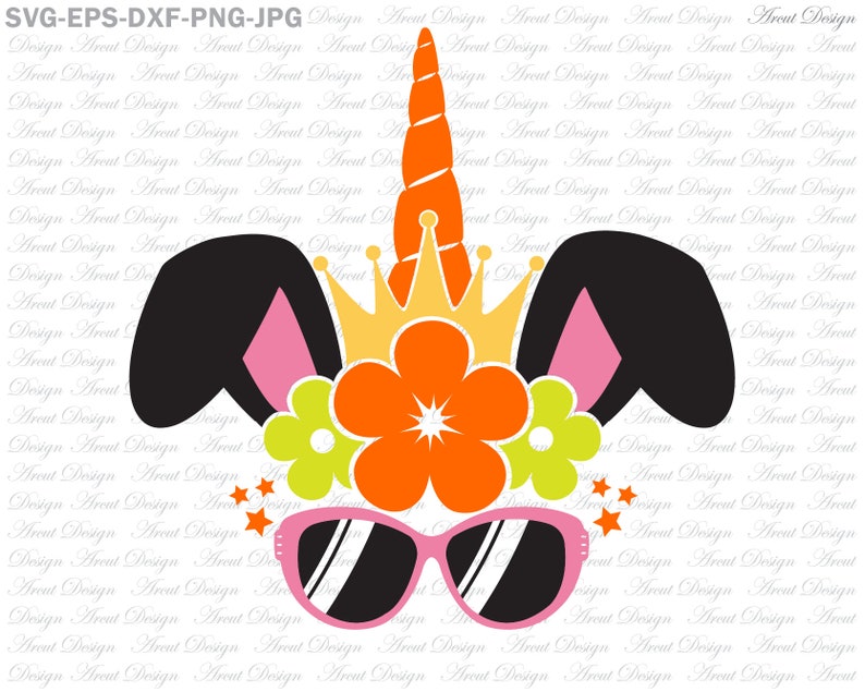 Download Easter Bunny Unicorn Crown Sunglasses Svg Easter Svg ...