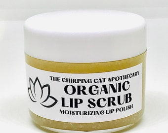 Organic Lip Scrub       Moisturizing Lip Polish - Exfoliating Mouth Cleanser with Moisture Sealing Natural Organic Ingredients