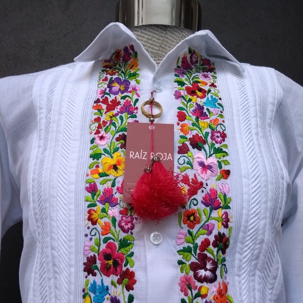 Guayabera Colorful Embroidery linen with cotton