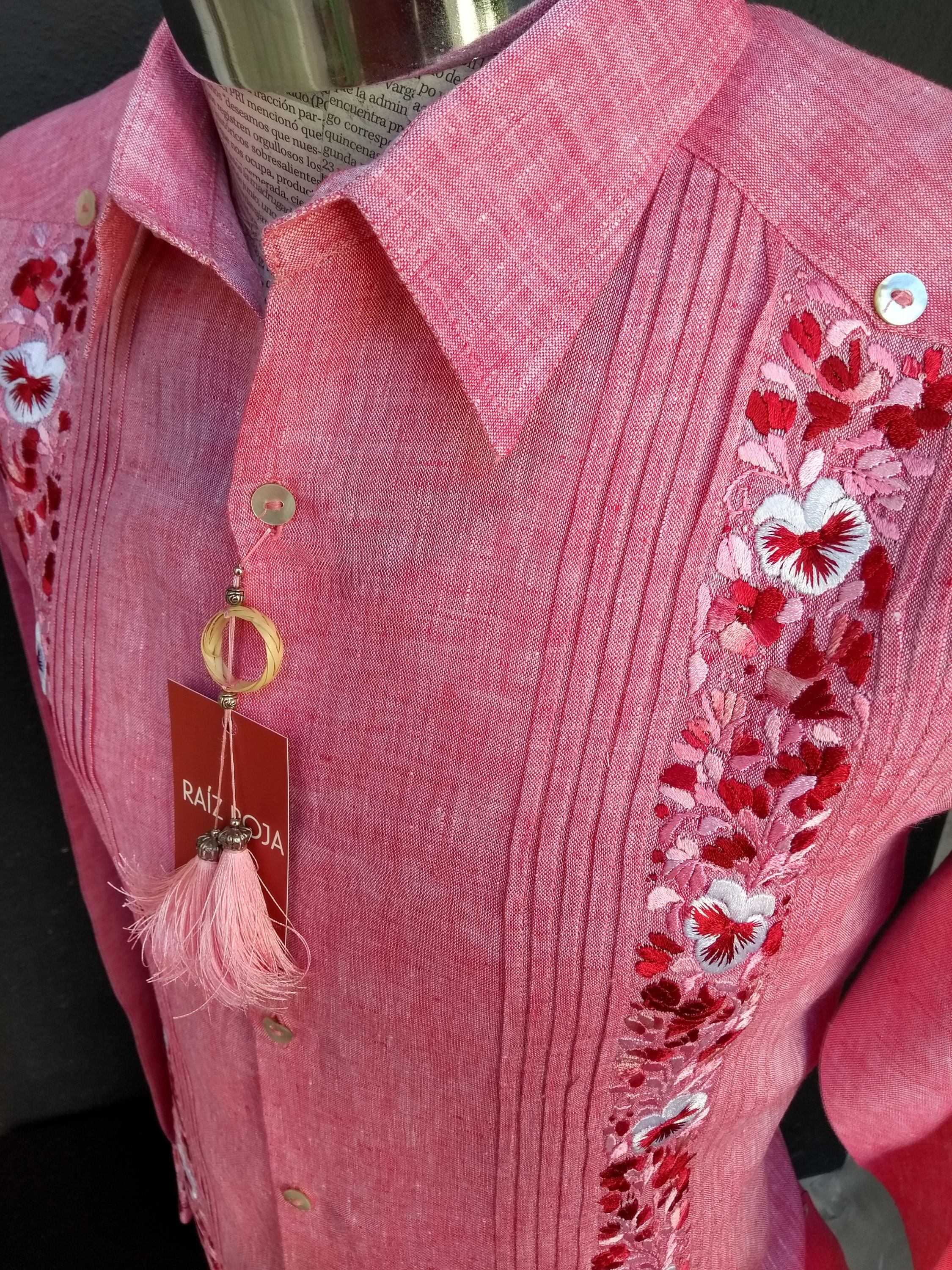 Pink guayabera shirt Clearance