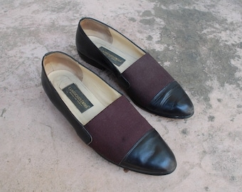 Vintage  90s Womens 9m Classiques Entier Italian Leather Black Slip on Loafers Oxfords