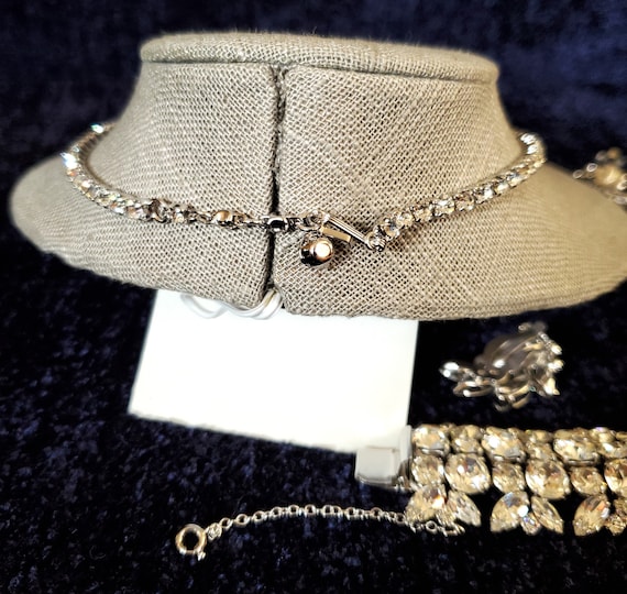 Vintage SIGNED SHERMAN Ice Crystals Necklace, Ear… - image 9