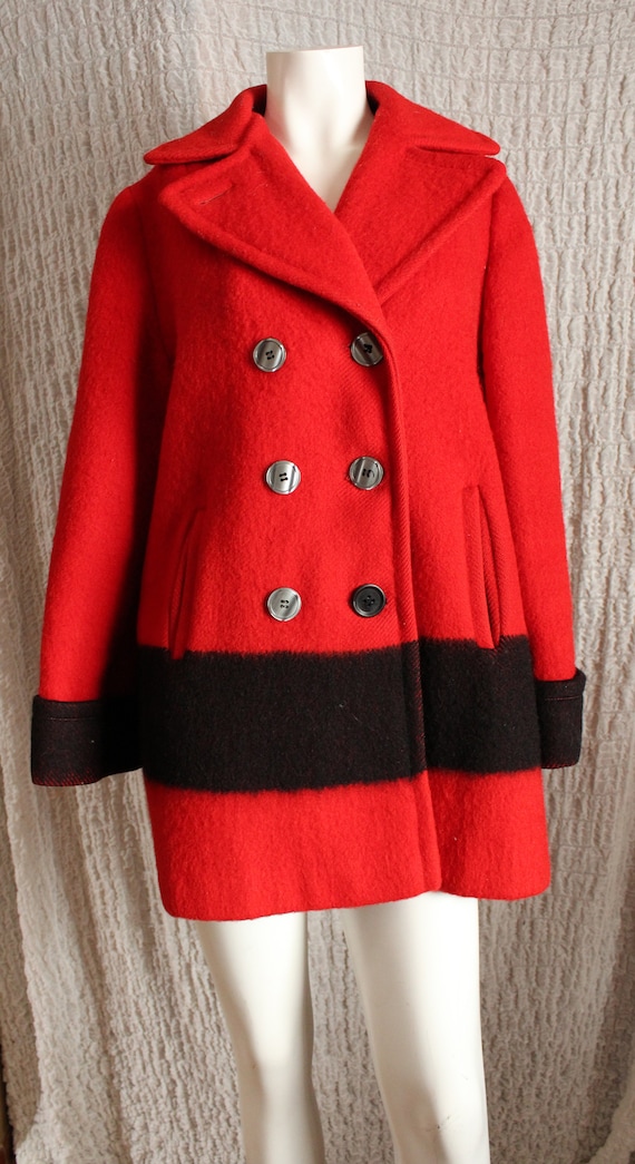 Vintage Authentic HUDSON'S BAY Red & Black Wool B… - image 1