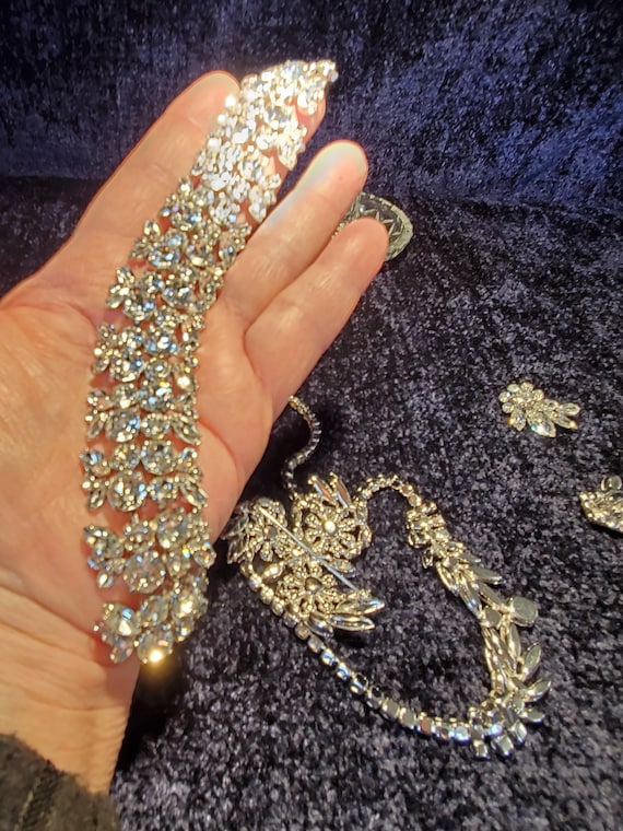 Vintage SIGNED SHERMAN Ice Crystals Necklace, Ear… - image 4