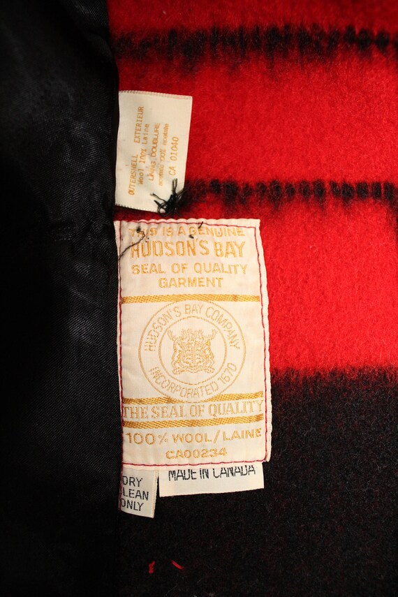 Vintage Authentic HUDSON'S BAY Red & Black Wool B… - image 7