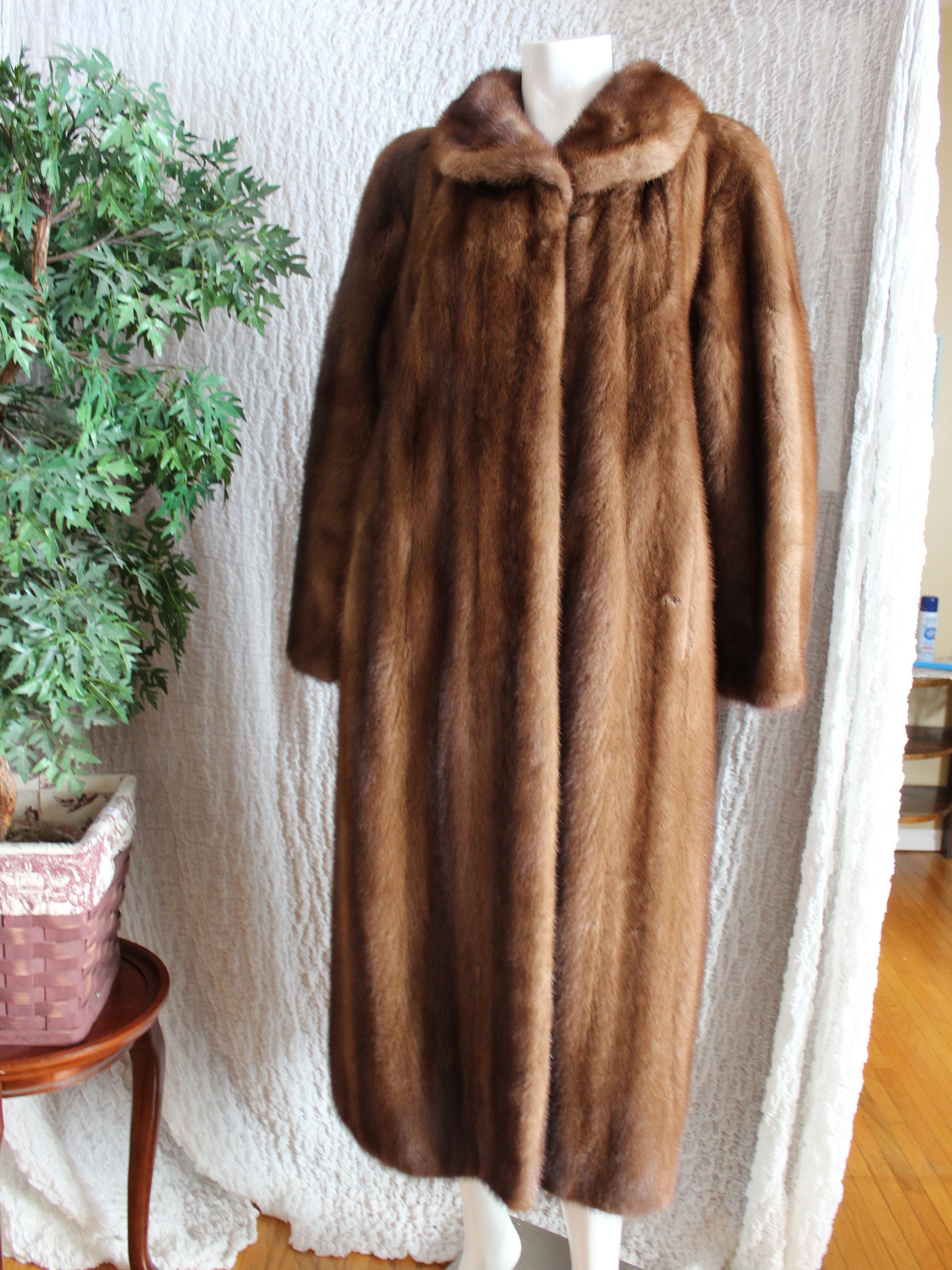 Vintage Pastel Canadian Brown Mink Fur Coat Stroller Jacket S/M