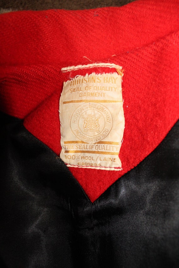 Vintage Authentic HUDSON'S BAY Red & Black Wool B… - image 6