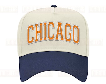 Chicago Hat - Custom Embroidery - Personalized 2 Tone Retro Adjustable Snapback Cap