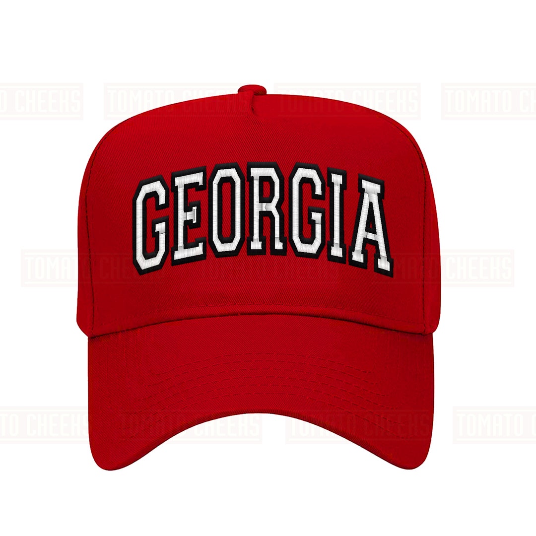 Hat Custom Embroidered Cap State Retro Block Black Etsy