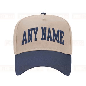 Custom Embroidered Hat Any Name Your Name City State School  - Personalized 2 Tone Retro Arched Block Snapback Cap - Fast Ship