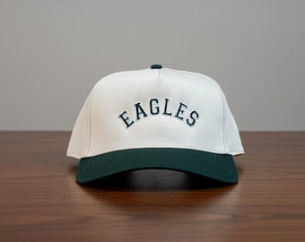 Custom EAGLES Embroidered Hat - Personalized Trucker Snapback - Retro Arched Block Two Tone Adjustable Cap