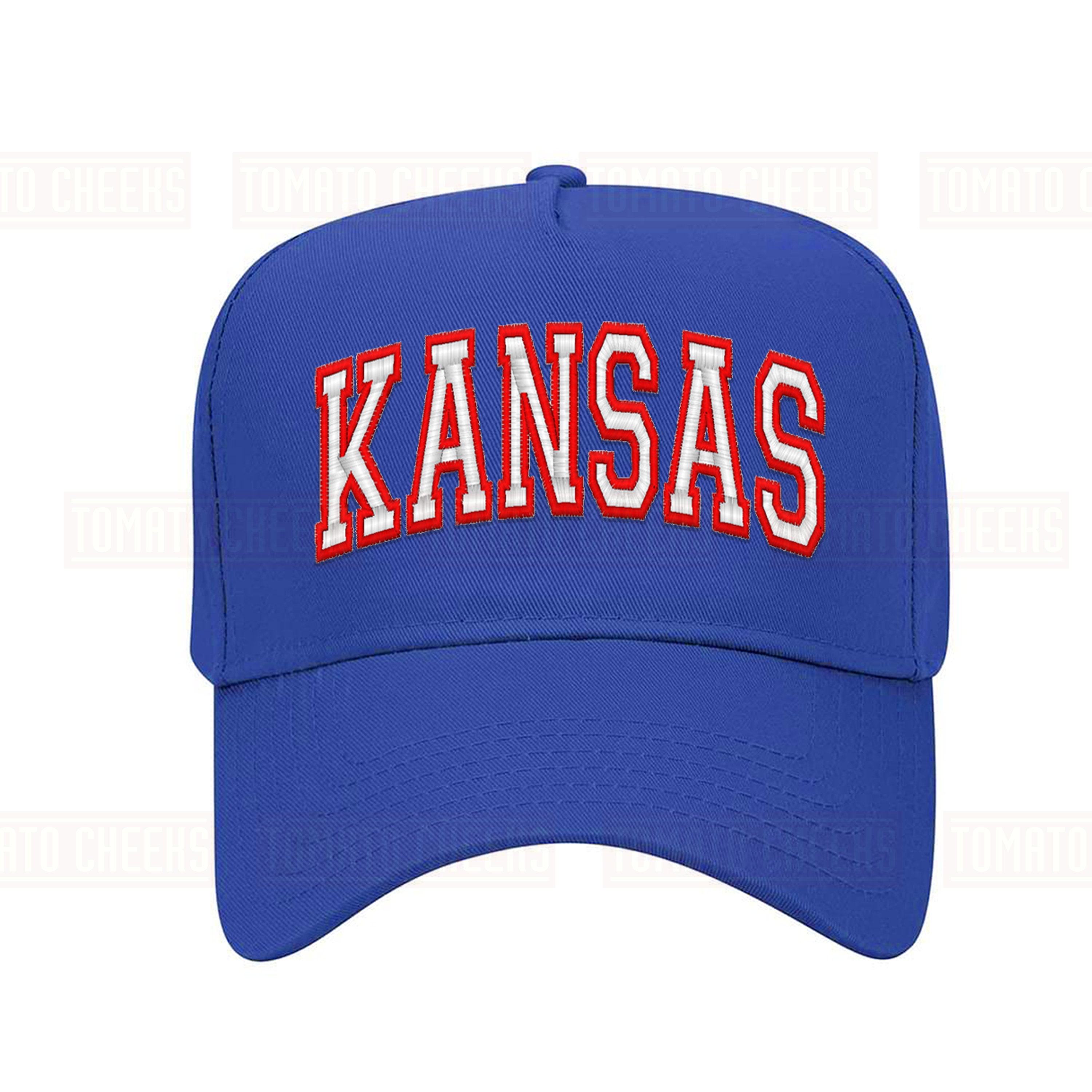 Kansas Embroidered Hat - Custom University Retro Block Blue Snapback Cap - Fast Ship