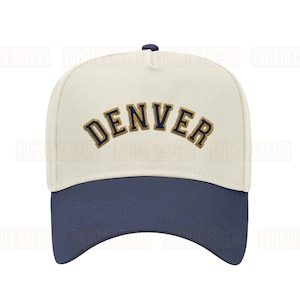 Custom Denver Embroidered Baseball Hat - Personalized Retro Arched Block Two Tone Snapback Cap - Fast Ship