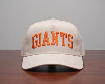 Custom Giants Embroidered Trucker Hat - Personalized Retro Arched Block Two Tone Snapback Cap