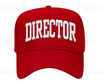 Custom Director Embroidered Trucker Hat - Personalized Retro Arched Block Snapback Cap