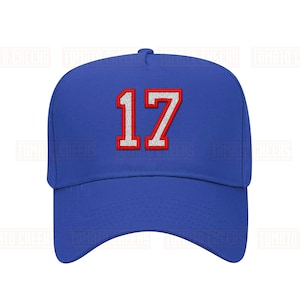 Custom Bills Number Embroidered Hat - Block Numbers Snapback Cap - Sports Hat - Pick Your # and Color